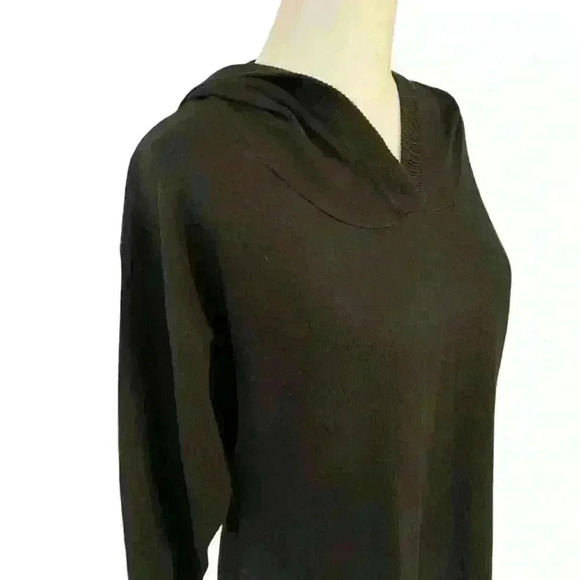 Soho Street Sweater Dress Black Hooded Long Sleeve Button/Slit Sides Size L Fall - Picture 2 of 13